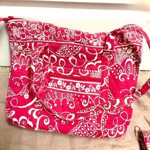 Vera Bradley Pink & White Tote bag and Wallet lot 2 pieces